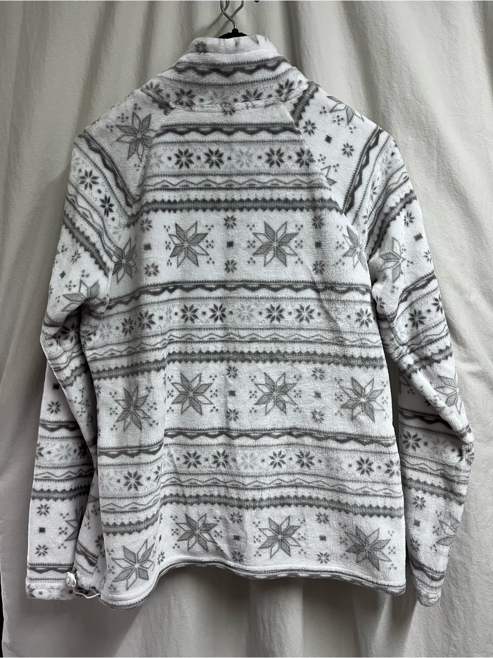 Eddie Bauer Fair Isle 1/4 Zip Mock Neck Fleece Pullover Snowflake Jacket Large - Picture 10 of 10